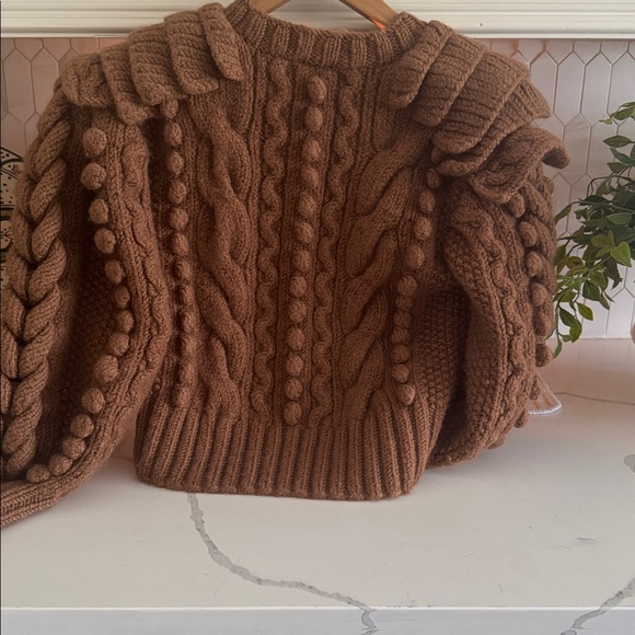 Ulla Johnson Textured V-Neck Sweater in Tan - Picture 3 of 5